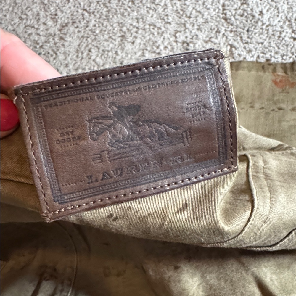 Vintage Lauren Ralph Lauren Pants Womens 4 Tan Equestrian Polo Club Oxford Print - Picture 10 of 10